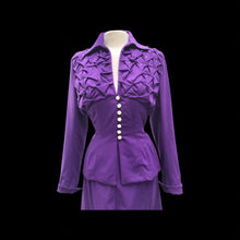 Load image into Gallery viewer, 40’s LIlli Ann Documented Vintage Purple Suit Mint Rhinestone Purple Fit and Flared Two Piece Set Cashmere and Crystals