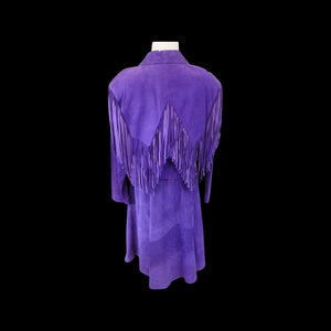 80’s Purple Suede Fringe Jacket and Skirt Set Cowgirl Glam