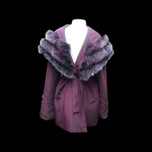 Load image into Gallery viewer, Light Waterproof Canadian Purple Coat with Ombré Purple Fox Fur and Hood