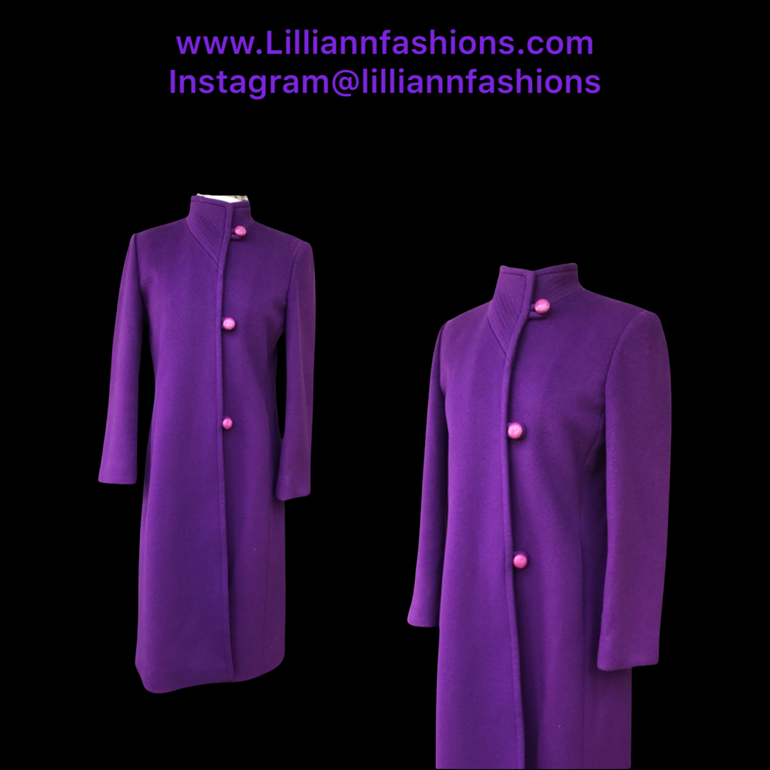 Purple coat Wool Lord and Taylor Career Minimal Stealth Style LilliAnnFashions