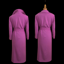Load image into Gallery viewer, Vintage Women's Coat Pink Purple Full Length 90s 70s Cashmere Removeable Fur Collar Career Evening Out Pink Purple