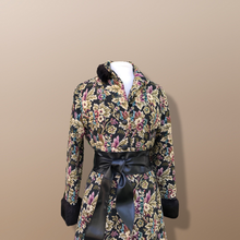 Load image into Gallery viewer, Vintage Tapestry and Carpet Coat Fur Trim with Matching Muff Purse Floral Victorian Inspired Boho