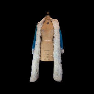 Suede and Shearling Lamb Turquoise Blue and White Embroidered Afghan Coat Almost Famous Hippy Chic Penny Lane S/M Beatles British Invasion!