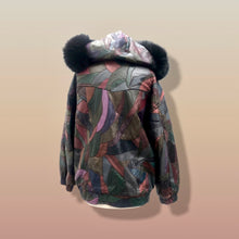 Load image into Gallery viewer, Patchwork Leather Bomber with Hood Trimmed with Fox Fur Bomber