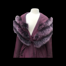 Load image into Gallery viewer, Light Waterproof Canadian Purple Coat with Ombré Purple Fox Fur and Hood