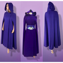 Load image into Gallery viewer, 60’s 70’s Wool Royal Purple Cape Full Length Wool Hooded Cape