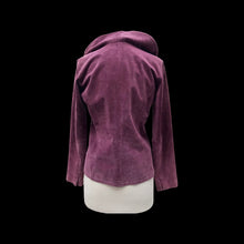 Load image into Gallery viewer, Suede Purple Shirt Jacket Ruffled Collar