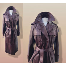 Load image into Gallery viewer, 70s Coat Bergundy Oxblood Leather Trench Spy