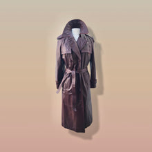 Load image into Gallery viewer, 70s Coat Bergundy Oxblood Leather Trench Spy