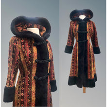 Load image into Gallery viewer, 70’s Hooded Carpet Tapestry Orange Red Princess Boho Russian Princess Penny Lane