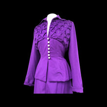 Load image into Gallery viewer, 40’s LIlli Ann Documented Vintage Purple Suit Mint Rhinestone Purple Fit and Flared Two Piece Set Cashmere and Crystals