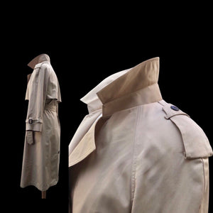 70’s 80’s Vintage Spy Coat Trench in Camel with Leather Detail