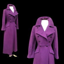 Load image into Gallery viewer, 60’s Purple coat full length wool military double breasted