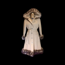 Load image into Gallery viewer, Pinup Hooded Fox Fur Princess Camel Wool Tiger Striped Print 50s 60s Fit and Flare Coat S/M Russian Princess