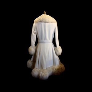 60’s 70’s  Coat Shearling Wool White Cream Princess Shearling Afghan Russian Princess