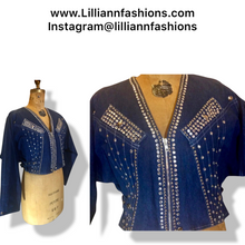 Load image into Gallery viewer, 80’s Glam Denim Studded Jeweled Jacket Made in Paris