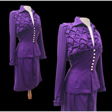 Load image into Gallery viewer, 40’s LIlli Ann Documented Vintage Purple Suit Mint Rhinestone Purple Fit and Flared Two Piece Set Cashmere and Crystals