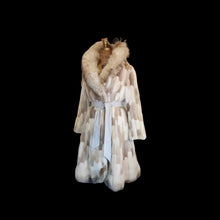Load image into Gallery viewer, Women's Vintage Fur Coat- 70s Fur Patchwork Mink, Leather, Fox Fur Nature's Colors Mosaic Princess Ultra Warm Coat Long Rare