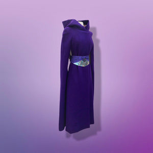 60’s 70’s Wool Royal Purple Cape Full Length Wool Hooded Cape