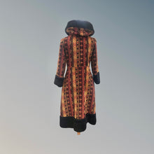 Load image into Gallery viewer, 70’s Hooded Carpet Tapestry Orange Red Princess Boho Russian Princess Penny Lane