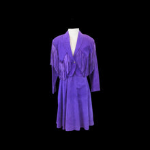 Load image into Gallery viewer, 80’s Purple Suede Fringe Jacket and Skirt Set Cowgirl Glam