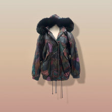 Load image into Gallery viewer, Patchwork Leather Bomber with Hood Trimmed with Fox Fur Bomber