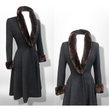 Load image into Gallery viewer, 50’s 60’s Vintage Wool Gray Princess Coat with Sheared Beaver Collar and Cuffs