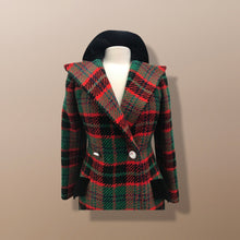 Load image into Gallery viewer, Tartan Plaid and Velvet Thick Constructed Wool Red Green