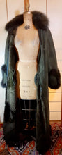 Load image into Gallery viewer, Vintage Coat-Green Suede Sheepskin Shearling Afghan Fox Fur Full Length Full Sweep M/L/XL Cozy Coat Fairy Princess Penny Lane Almost Famous