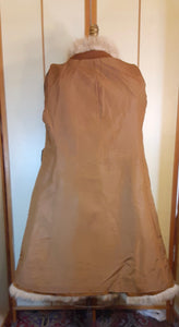 Women's Vintage Coat-60s 70s Rust Suede Leather and Fox Fur Trim Princess Coat Fit and Flare Penny Lane Boho