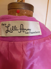 Load image into Gallery viewer, Vintage Coat- 60s Pink Magenta Lilli Ann Convertible Avant Garde Minimalist Career Wrap Evening Wear 2 Way Removable Fox Fur Collar