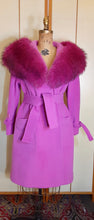 Load image into Gallery viewer, Vintage Coat- 60s Pink Magenta Lilli Ann Convertible Avant Garde Minimalist Career Wrap Evening Wear 2 Way Removable Fox Fur Collar