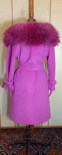 Load image into Gallery viewer, Vintage Coat- 60s Pink Magenta Lilli Ann Convertible Avant Garde Minimalist Career Wrap Evening Wear 2 Way Removable Fox Fur Collar