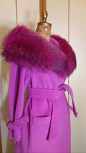 Load image into Gallery viewer, Vintage Coat- 60s Pink Magenta Lilli Ann Convertible Avant Garde Minimalist Career Wrap Evening Wear 2 Way Removable Fox Fur Collar