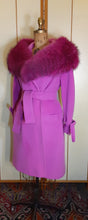 Load image into Gallery viewer, Vintage Coat- 60s Pink Magenta Lilli Ann Convertible Avant Garde Minimalist Career Wrap Evening Wear 2 Way Removable Fox Fur Collar