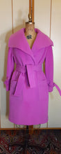 Load image into Gallery viewer, Vintage Coat- 60s Pink Magenta Lilli Ann Convertible Avant Garde Minimalist Career Wrap Evening Wear 2 Way Removable Fox Fur Collar