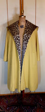 Load image into Gallery viewer, Women&#39;s Vintage Coat- 50&#39;s 60s Swing Wool Yellow Mustard Leopard Printed Hooded Princess Coat Pinup Flexible Size