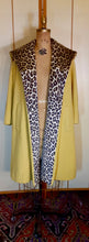 Load image into Gallery viewer, Women&#39;s Vintage Coat- 50&#39;s 60s Swing Wool Yellow Mustard Leopard Printed Hooded Princess Coat Pinup Flexible Size