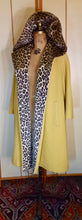 Load image into Gallery viewer, Women&#39;s Vintage Coat- 50&#39;s 60s Swing Wool Yellow Mustard Leopard Printed Hooded Princess Coat Pinup Flexible Size