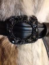 Load image into Gallery viewer, Vintage Mink Coat- 60s 70s Cross Mink Fox Fur Leather Jeweled Belt Black White Piano Key Russian Princess Beverly Hills Las Vegas New York