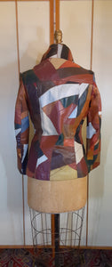 70s Patchwork Leather Mosaic Jacket Coat Blazer