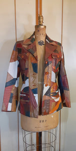 70s Patchwork Leather Mosaic Jacket Coat Blazer