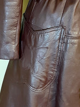 Load image into Gallery viewer, Vintage Women's Leather Coat- 70s Purple Eggplant I Magnin Norwegian MASSIVE Silver Fox Fur Collar Coat