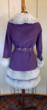 Load image into Gallery viewer, For Susan last payment $222.50 second payment $200 first payment $300 down half- Women's Vintage Coat~ 70s Purple Velveteen Velvet Shearling Tiered Princess Grommet Belted Coat Fit Flare Penny Lane Almost Famous
