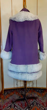 Load image into Gallery viewer, For Susan last payment $222.50 second payment $200 first payment $300 down half- Women's Vintage Coat~ 70s Purple Velveteen Velvet Shearling Tiered Princess Grommet Belted Coat Fit Flare Penny Lane Almost Famous