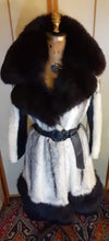 Load image into Gallery viewer, Vintage Mink Coat- 60s 70s Cross Mink Fox Fur Leather Jeweled Belt Black White Piano Key Russian Princess Beverly Hills Las Vegas New York