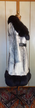 Load image into Gallery viewer, Vintage Mink Coat- 60s 70s Cross Mink Fox Fur Leather Jeweled Belt Black White Piano Key Russian Princess Beverly Hills Las Vegas New York