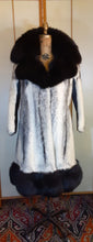 Load image into Gallery viewer, Vintage Mink Coat- 60s 70s Cross Mink Fox Fur Leather Jeweled Belt Black White Piano Key Russian Princess Beverly Hills Las Vegas New York