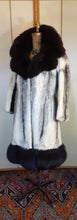 Load image into Gallery viewer, Vintage Mink Coat- 60s 70s Cross Mink Fox Fur Leather Jeweled Belt Black White Piano Key Russian Princess Beverly Hills Las Vegas New York