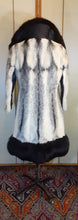 Load image into Gallery viewer, Vintage Mink Coat- 60s 70s Cross Mink Fox Fur Leather Jeweled Belt Black White Piano Key Russian Princess Beverly Hills Las Vegas New York
